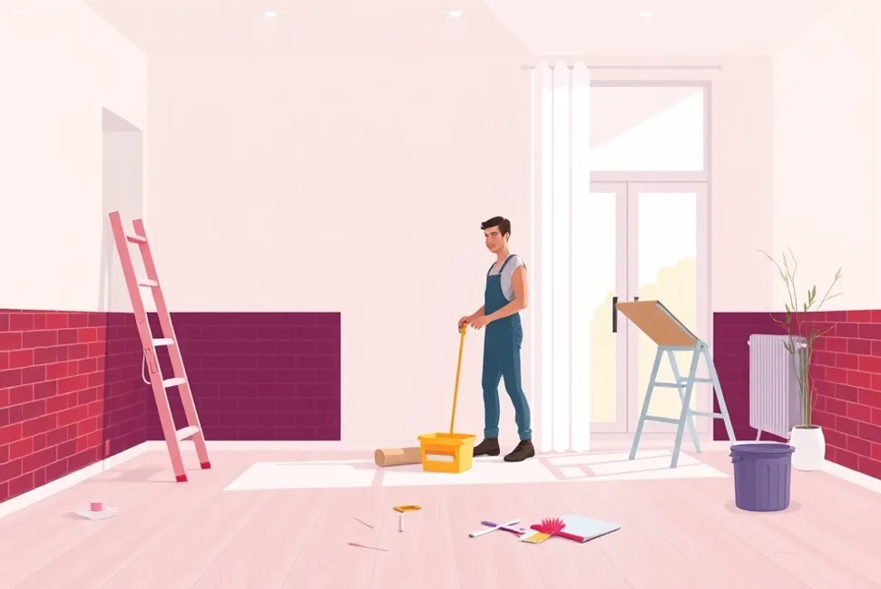 Intérieur rénové après travaux de peinture à Chantepie
