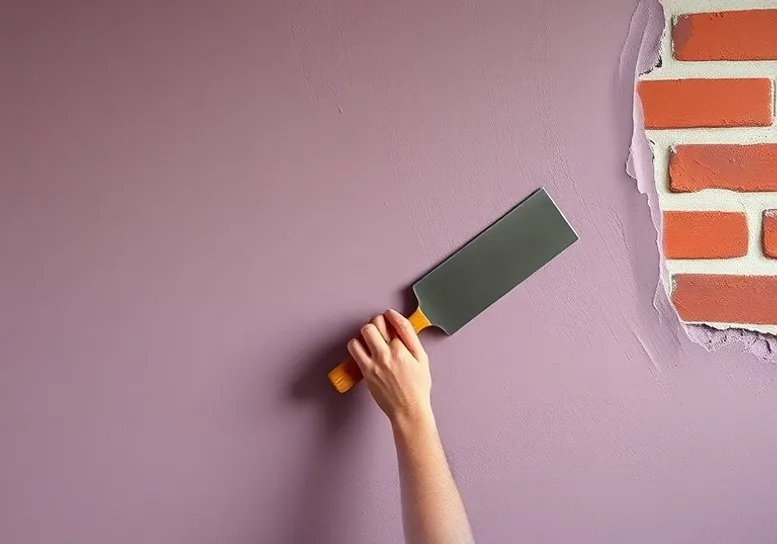 Application d'un enduit décoratif à la lisseuse sur un mur